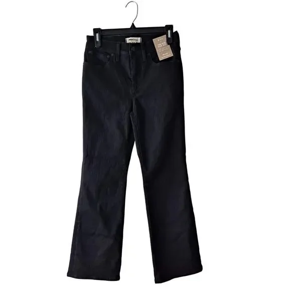 NWT Madewell Kick Out Crop Jeans Mid Rise Flare Leg Black Rinse Wash Size 27 - Picture 3 of 16